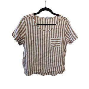 Artisan NY 100% Linen Striped Blouse Women's Size Medium